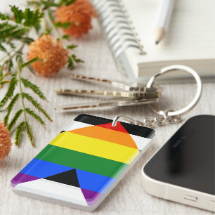 SlipperyJoes Regenbogenflagge für gerade Verbündet Schlüsselanhänger