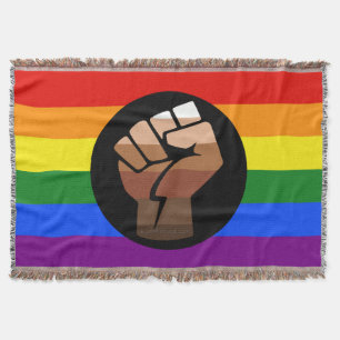 SlipperyJoes Regenbogenflagge mit erhobener Faust Decke
