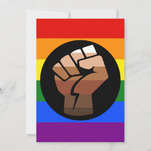 SlipperyJoes Regenbogenflagge mit erhobener Faust Feiertagskarte