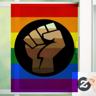 SlipperyJoes Regenbogenflagge mit erhobener Faust Fensteraufkleber