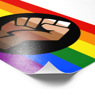 SlipperyJoes Regenbogenflagge mit erhobener Faust Fotodruck