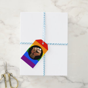 SlipperyJoes Regenbogenflagge mit erhobener Faust Geschenkanhänger