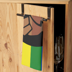 SlipperyJoes Regenbogenflagge mit erhobener Faust Geschirrtuch