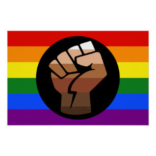 SlipperyJoes Regenbogenflagge mit erhobener Faust Poster
