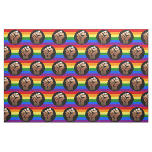 SlipperyJoes Regenbogenflagge mit erhobener Faust Stoff