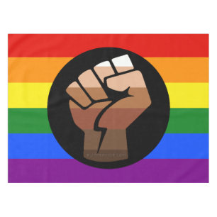 SlipperyJoes Regenbogenflagge mit erhobener Faust Tischdecke