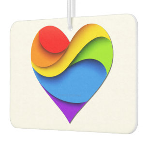 SlipperyJoe's regenbogenförmiges Herz in Rot Orang Autolufterfrischer