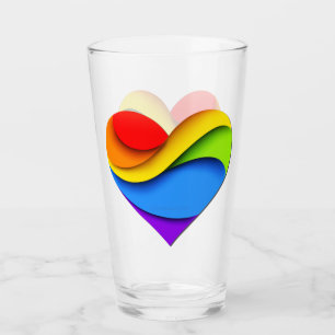 SlipperyJoe's regenbogenförmiges Herz in Rot Orang Glas