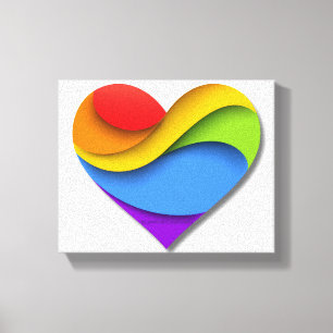 SlipperyJoe's regenbogenförmiges Herz in Rot Orang Leinwanddruck