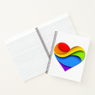 SlipperyJoe's regenbogenförmiges Herz in Rot Orang Notizblock