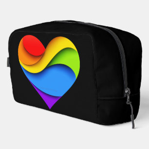SlipperyJoe's regenbogenförmiges Herz in Rot Orang Waschbeutel