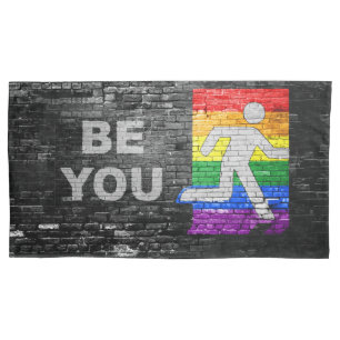 SlipperyJoes Regenbogenstolz-Farben-Panel Stadtbil Kissenbezug