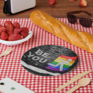 SlipperyJoes Regenbogenstolz-Farben-Panel Stadtbil Pappteller
