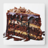 SlipperyJoe's reine Schokoladenkuchen Dekadenz rei Quadratische Wanduhr (Vorderseite)