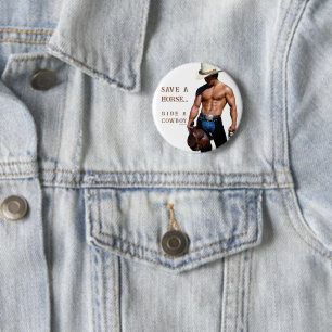 SlipperyJoe's rette Pferd reit Stroh Cowboyhut Mus Button