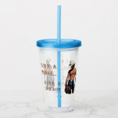 SlipperyJoe's rettend Pferderückfahrt Strohhut Acryltrinkbecher (Vorderseite)
