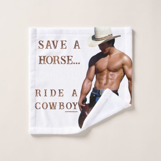 SlipperyJoe's rettend Pferderückfahrt Strohhut Badhandtuch Set (Waschlappen)
