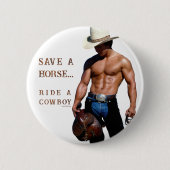 SlipperyJoe's rettend Pferderückfahrt Strohhut Button (Vorderseite)