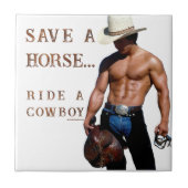 SlipperyJoe's rettend Pferderückfahrt Strohhut Fliese (Vorderseite)