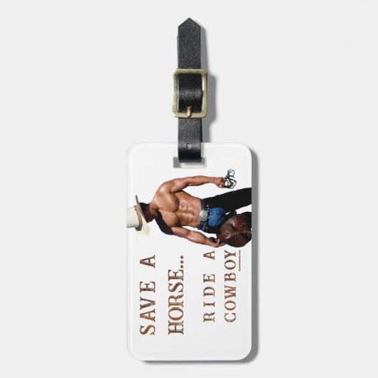 SlipperyJoe's rettend Pferderückfahrt Strohhut Gepäckanhänger (Vorderseite vertikal)