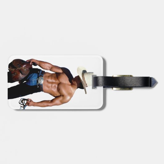 SlipperyJoe's rettend Pferderückfahrt Strohhut Gepäckanhänger (Rückseite horizontal)