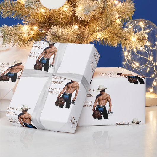 SlipperyJoe's rettend Pferderückfahrt Strohhut Geschenkpapier (Feiertage)