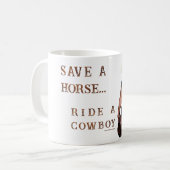 SlipperyJoe's rettend Pferderückfahrt Strohhut Kaffeetasse (Vorderseite Links)