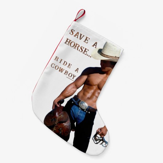 SlipperyJoe's rettend Pferderückfahrt Strohhut Kleiner Weihnachtsstrumpf (Vorderansicht (hängend))