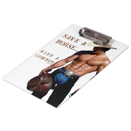 SlipperyJoe's rettend Pferderückfahrt Strohhut Klemmbrett (Schrägansicht)