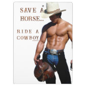 SlipperyJoe's rettend Pferderückfahrt Strohhut Klemmbrett (Rückseite)