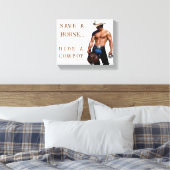 SlipperyJoe's rettend Pferderückfahrt Strohhut Leinwanddruck (Insitu (Schlafzimmer))