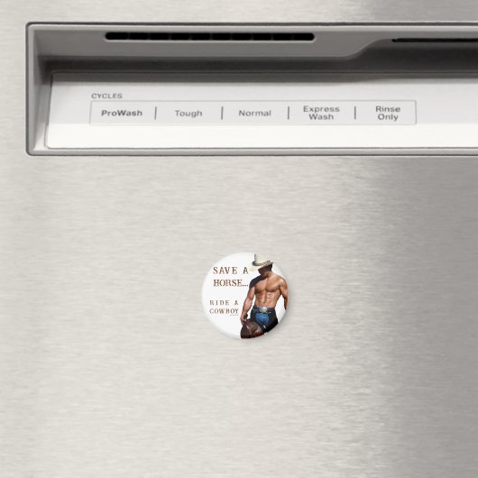 SlipperyJoe's rettend Pferderückfahrt Strohhut Magnet (In Situ (Geschirrspüler))