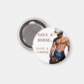 SlipperyJoe's rettend Pferderückfahrt Strohhut Magnet (Vorderseite/Rückseite)