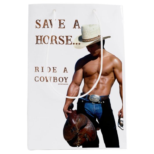 SlipperyJoe's rettend Pferderückfahrt Strohhut Mittlere Geschenktüte (Vorderseite)