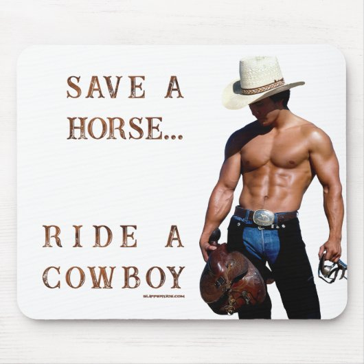 SlipperyJoe's rettend Pferderückfahrt Strohhut Mousepad (Vorne)