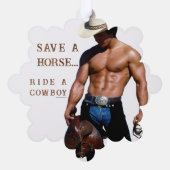 SlipperyJoe's rettend Pferderückfahrt Strohhut Ornament Karte (Rückseite)