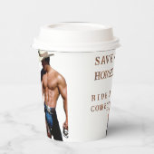 SlipperyJoe's rettend Pferderückfahrt Strohhut Pappbecher (Links)