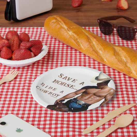 SlipperyJoe's rettend Pferderückfahrt Strohhut Pappteller (Picknick)