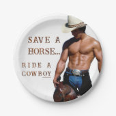 SlipperyJoe's rettend Pferderückfahrt Strohhut Pappteller (Vorderseite)