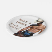 SlipperyJoe's rettend Pferderückfahrt Strohhut Pappteller (Schrägansicht)