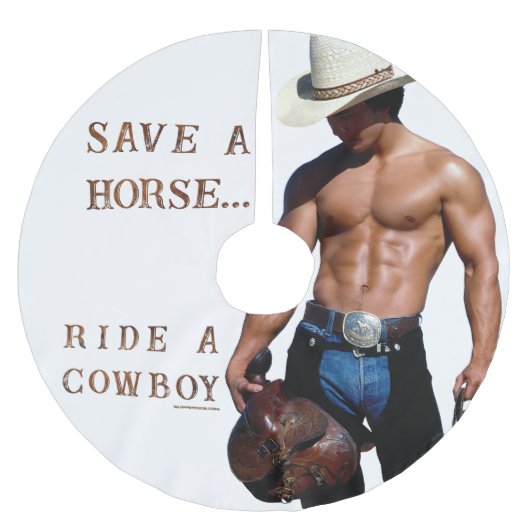 SlipperyJoe's rettend Pferderückfahrt Strohhut Polyester Weihnachtsbaumdecke (Vorderseite)