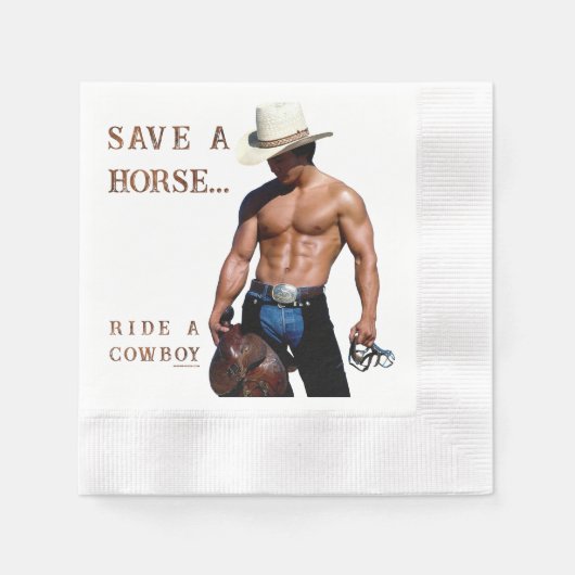 SlipperyJoe's rettend Pferderückfahrt Strohhut Serviette (Vorderseite)