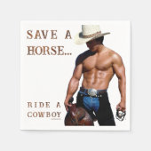 SlipperyJoe's rettend Pferderückfahrt Strohhut Serviette (Vorderseite)