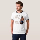 SlipperyJoe's rettend Pferderückfahrt Strohhut T-Shirt (Vorne ganz)