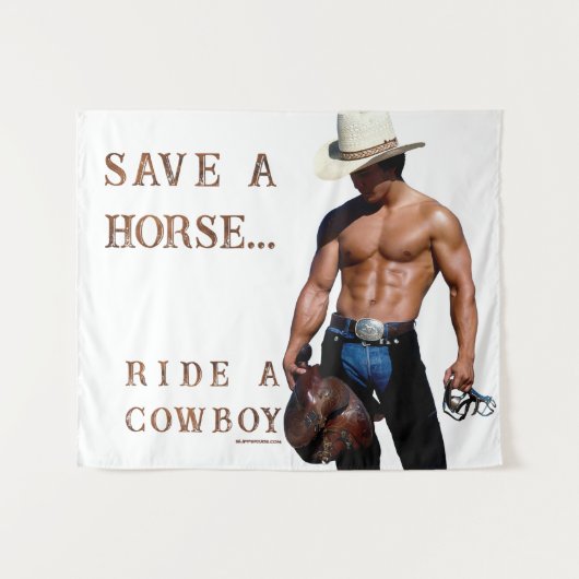 SlipperyJoe's rettend Pferderückfahrt Strohhut Wandteppich (Vorderseite (Horizontal))