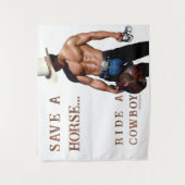 SlipperyJoe's rettend Pferderückfahrt Strohhut Wandteppich (Vorderseite)