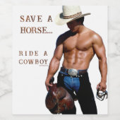 SlipperyJoe's rettend Pferderückfahrt Strohhut Weinetikett (Einzelnes Label)