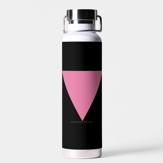 SlipperyJoe's rosa Triangle-Symbol in rosa Trinkflasche (Rückseite)
