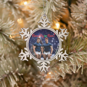 SlipperyJoe's schneebedeckte Weihnachtsbaum Schneeflocken Zinn-Ornament
