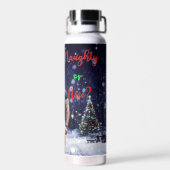 SlipperyJoe's schneebedeckte Weihnachtsbaum Trinkflasche (Rückseite)